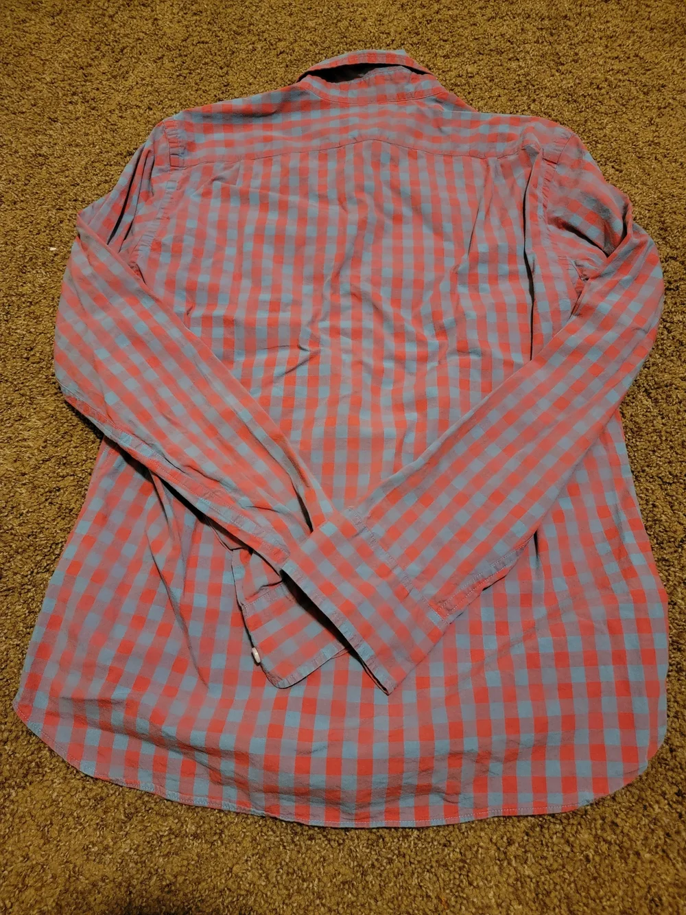 J. Crew Men’s Red and Blue Check Button-Down Shirt Size M